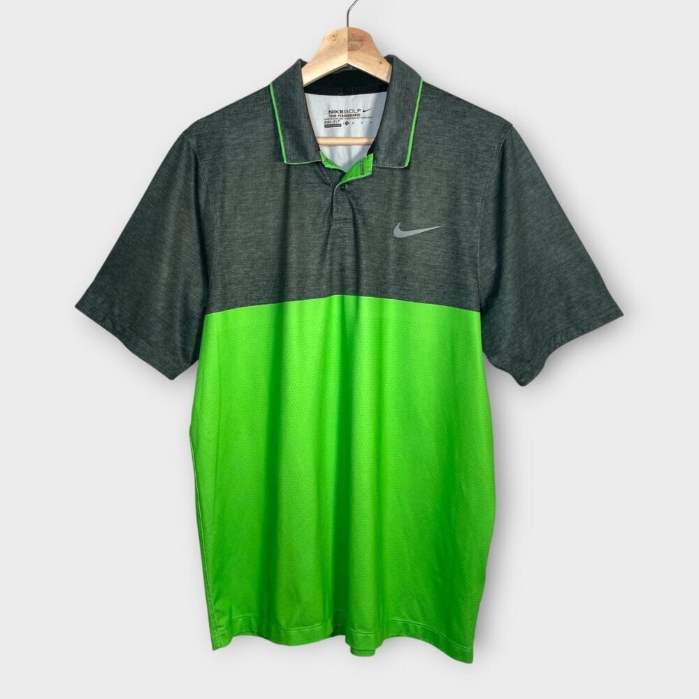 NIKE GOLF Major Moment Polo Shirt Men's MEDIUM Green Gray